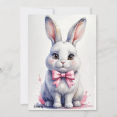 Schattige konijntje met roze strikje kaart (Voorkant)