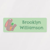 Schattige konijntje met wortel cartoon gepersonali labels (Design 2)