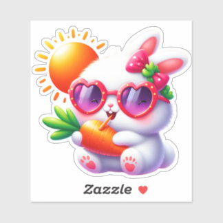 Schattige konijntje met zon sticker