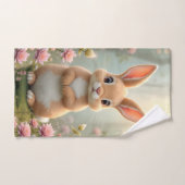 Schattige konijntje omringd door bloemen, kinder handdoek (Handdoek)