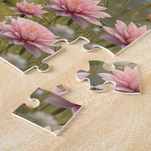 Schattige konijntje omringd door bloemen, kinder legpuzzel (Zijkant)