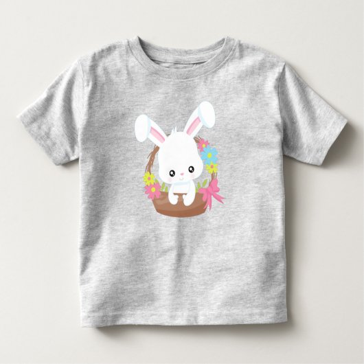 Schattige Konijntje, Wit Konijntje, Konijn, Mand, Kinder Shirts (Voorkant)