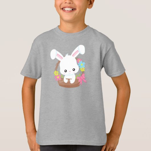 Schattige Konijntje, Wit Konijntje, Konijn, Mand,  T-shirt (Voorkant)