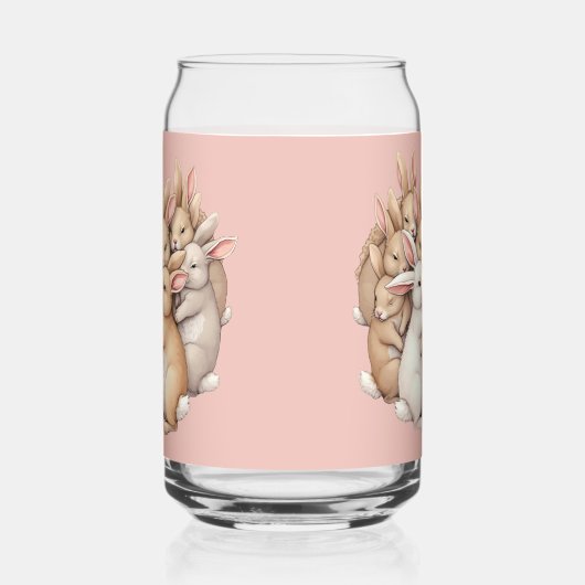 Schattige konijntjes in een gezellige pastelknuffe blikvorm glas (Links)