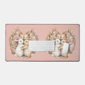 Schattige konijntjes in een gezellige pastelknuffe bureaumat (Keyboard & Muis)