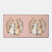 Schattige konijntjes in een gezellige pastelknuffe bureaumat (Voorkant)