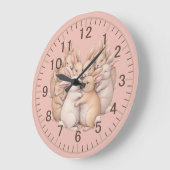 Schattige konijntjes in een gezellige pastelknuffe grote klok (Hoek)