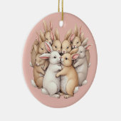 Schattige konijntjes in een gezellige pastelknuffe keramisch ornament (Rechts)