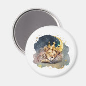 Schattige koning Leeuw Slapend Op De Maan Magneet (Voorkant / Achterkant)
