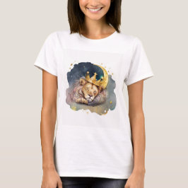 Schattige koning Leeuw Slapend Op De Maan T-shirt