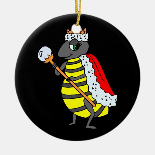 Schattige koningin Bee Cartoon Keramisch Ornament (Voorkant)