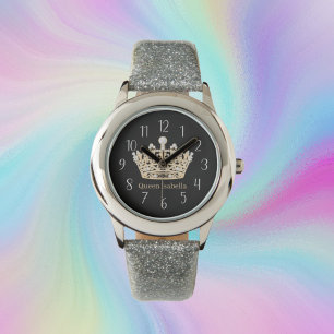 schattige koningin-kroon voegt naam toe horloge