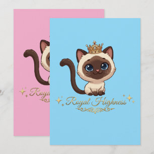 Schattige Koninklijke Siamese Kat Bedankkaart