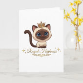 Schattige Koninklijke Siamese Kat Kaart (Gele Bloem)
