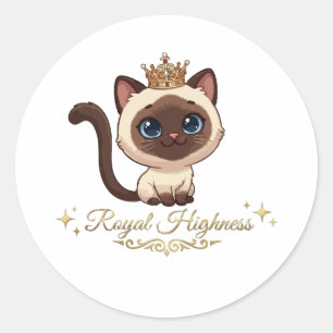 Schattige Koninklijke Siamese Kat Ronde Sticker