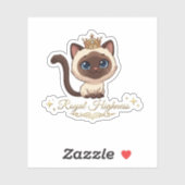 Schattige Koninklijke Siamese Kat Sticker (Vel)