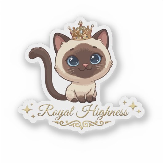 Schattige Koninklijke Siamese Kat Sticker (Voorkant)