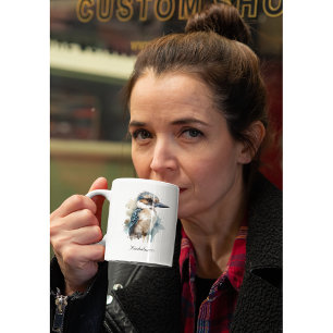 Schattige Kookaburra op een tak geschilderd in wat Tweekleurige Koffiemok