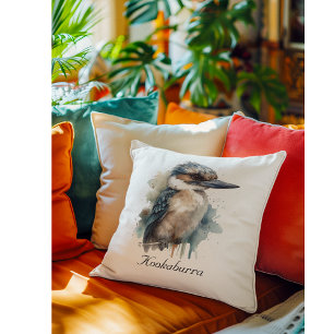 Schattige Kookaburra op een tak, op maat gemaakt Kussen