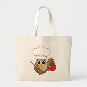 Schattige kookuil cartoon grote tote bag