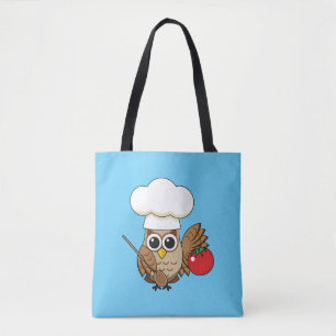 Schattige kookuil-cartoons tote bag