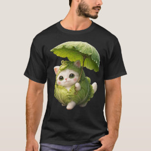 Schattige Kool Kat Regen Paraplu Kawaii Kunst T-shirt