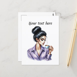 Schattige kopje koffie Tekst toevoegen Briefkaart