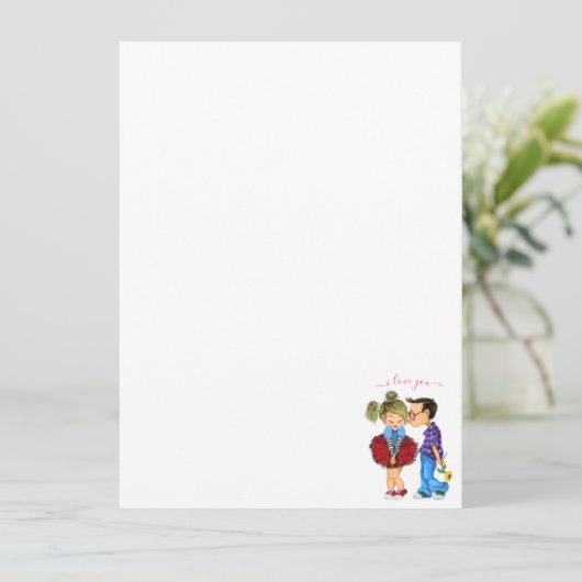 Schattige Koppel Menu met Tekst - Ik hou van je (Staand voorkant)