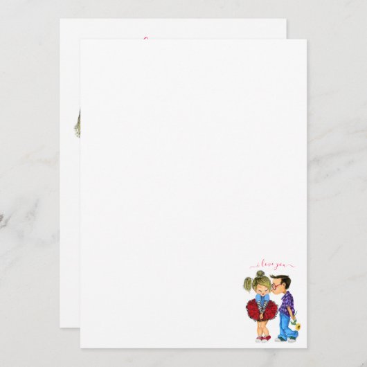 Schattige Koppel Menu met Tekst - Ik hou van je (Voorkant / Achterkant)