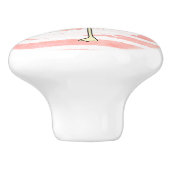 Schattige koraal perzik gestreepte flamingo keramische knop (Zijkant)