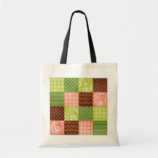 Schattige Koraal Roze, Groen en Bruin Patroon Tote Bag