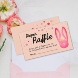 Schattige Koraal Roze Pastel Bunny Party Luier Raf Informatiekaartje