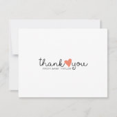 Schattige koraal Sinaasappel hart Baby shower dank Bedankkaart (Voorkant)