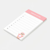 Schattige koraalroze uil & bewerkbare dingen om te post-it® notes (Schuin)