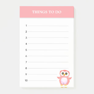 Schattige koraalroze uil & bewerkbare dingen om te post-it® notes