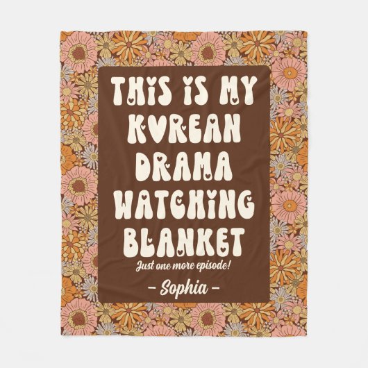 Schattige Koreaans drama kijken Groovy Floral Fleece Deken (Voorkant)