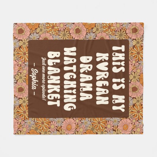 Schattige Koreaans drama kijken Groovy Floral Fleece Deken (Voorkant (Horizontaal))