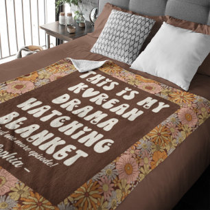 Schattige Koreaans drama kijken Groovy Floral Fleece Deken