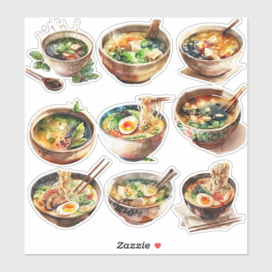 Schattige Koreaans Ramen & Soep Sticker Blad30006 (Vel)