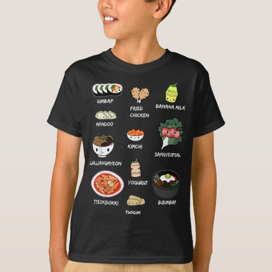 Schattige Koreaans voedsel, Bibimbap en Koreaans E T-shirt (Voorkant)