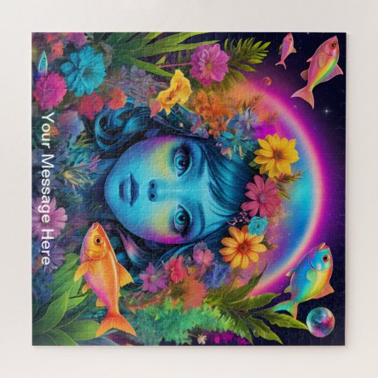 Schattige Kosmisch Abstract Meisje Surreal Rainbow Legpuzzel (Horizontaal)