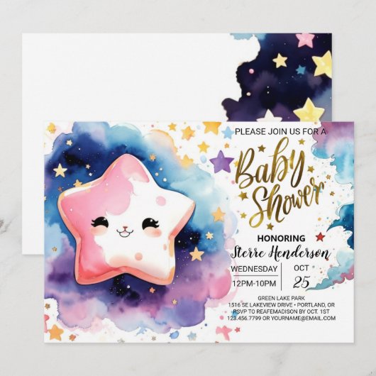 Schattige kosmische Dreamscape Baby shower Kaart (Voorkant / Achterkant)