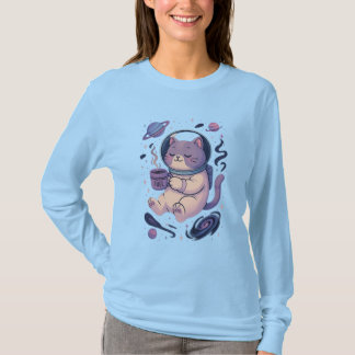 Schattige Kosmische Kattenkunst | Meowstronaut Bra T-shirt