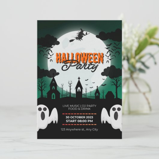 Schattige kostuum Halloween Party Kaart (Staand voorkant)