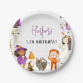 Schattige kostuumfeest Halloween Verjaardagsfeest Papieren Bordje (Voorkant)