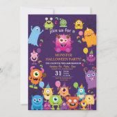 Schattige kostuummonster Halloween feest voor kind Kaart (Voorkant)