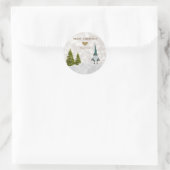 Schattige kotelkoepel, pijnbomen, sneeuw ronde sticker (Tas)