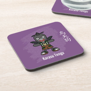 Schattige Kraai Tengu Yokai- Japanse Folklore Bier Onderzetter