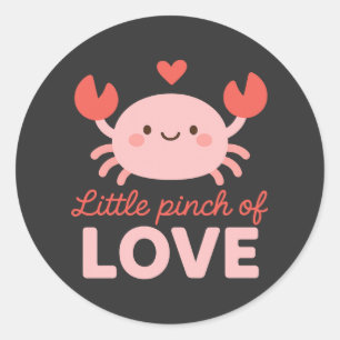 Schattige Krab Kleine Knijp van Liefde Valentijnsd Ronde Sticker