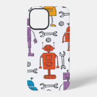 Schattige krabbelrobots. Naadloos patroon. Cartoon